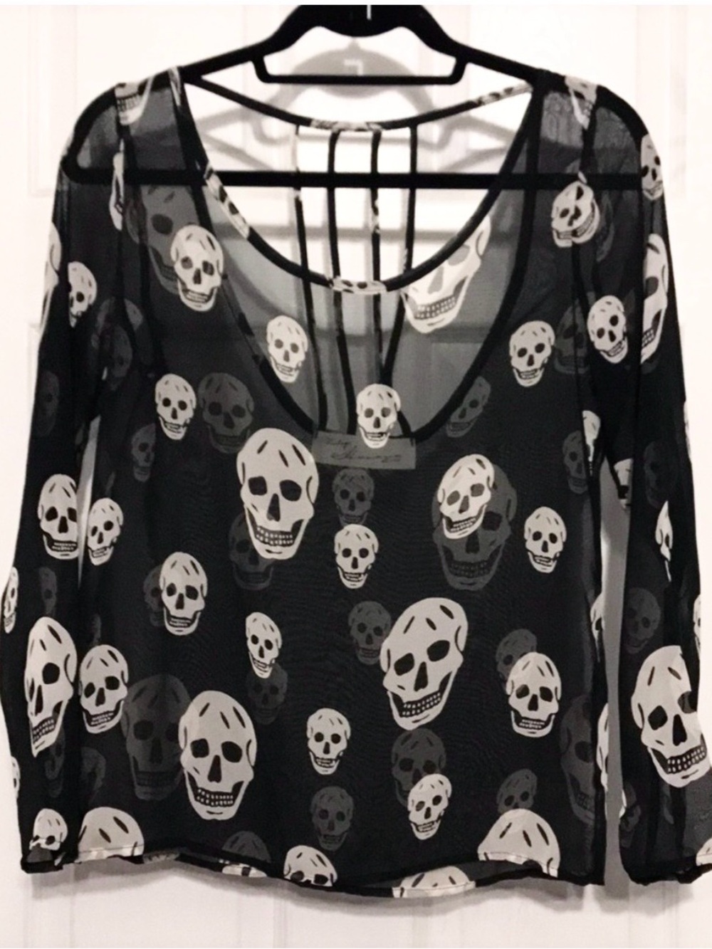 Vintage Havana-Sheer Skull Pattern Blouse. Size: 10/12